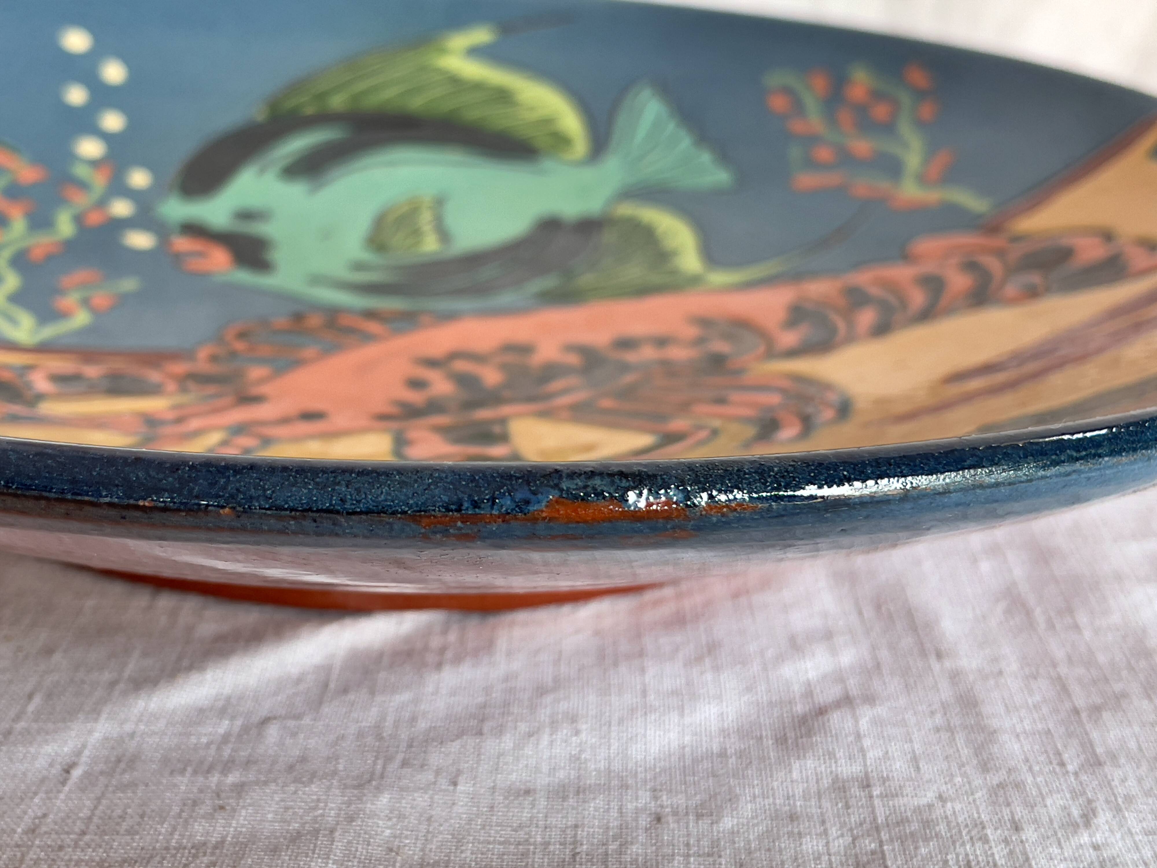 Lluís Puigdemont handcrafted dish -unsigned- 1960s in glazed ceramic