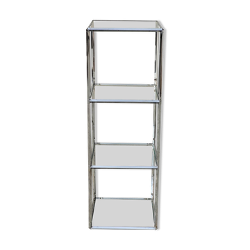 Designer chrome column display shelf - 1970s