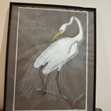 mixed media heron drawing