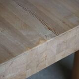 Square coffee table in solid pine with solid legs by Rainer Daumiller, mid-20th century brutalist style.