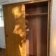 Large vintage Scandinavian wardrobe with two sliding doors.