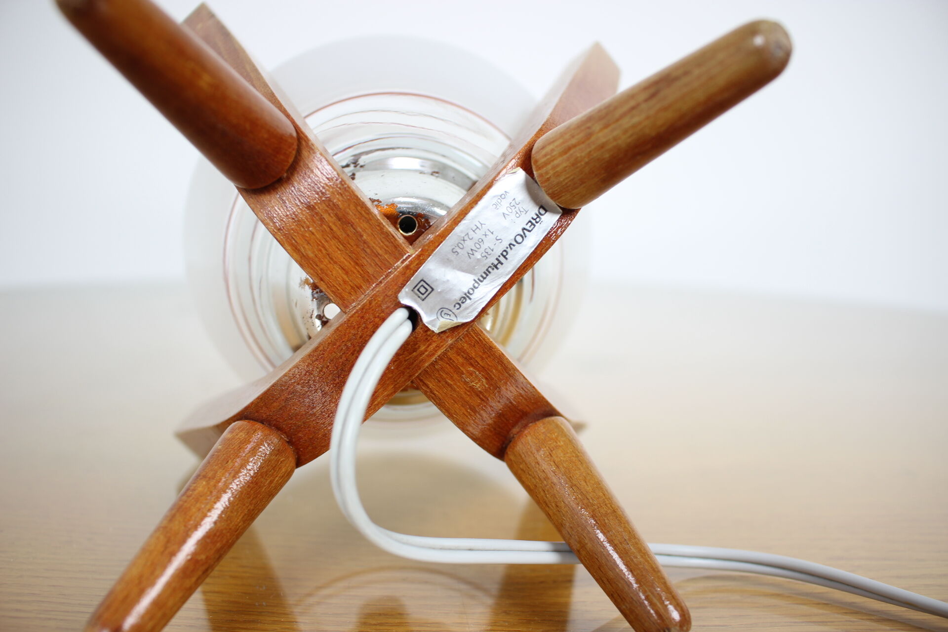 Mid-century design bedside table lamp Dřevo Humpolec, 1970's.