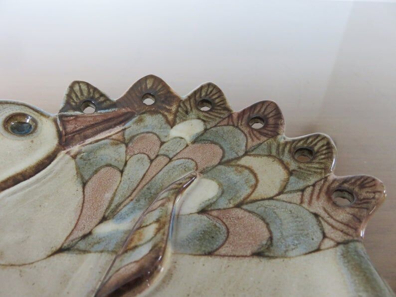 Empty ceramic pocket signed " bird " 60s 70s