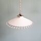 Pair of Art Deco pendant lights in scalloped white opaline, 1920-30