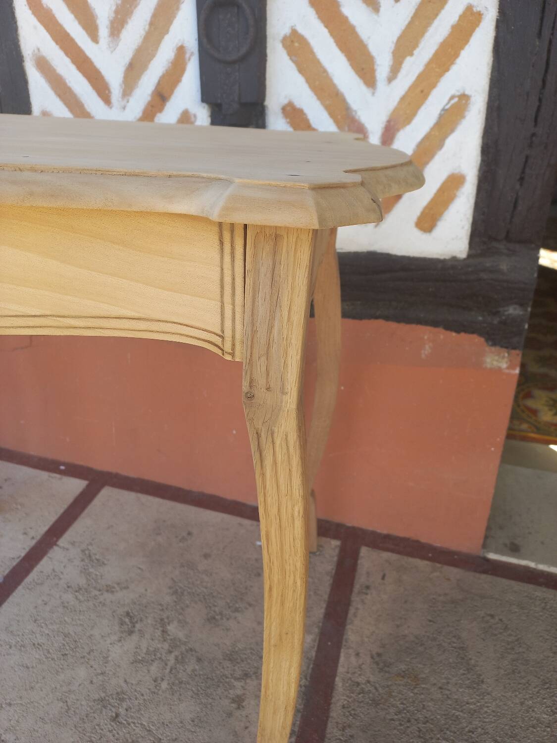 Small sandblasted wood desk table