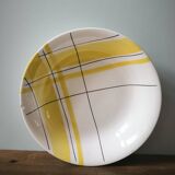 Vintage deep plate salin France model Montreal yellow tile pattern