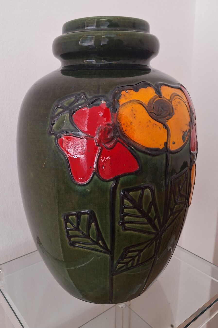 Brutalist large mid century ceramic floor vase, 1960s