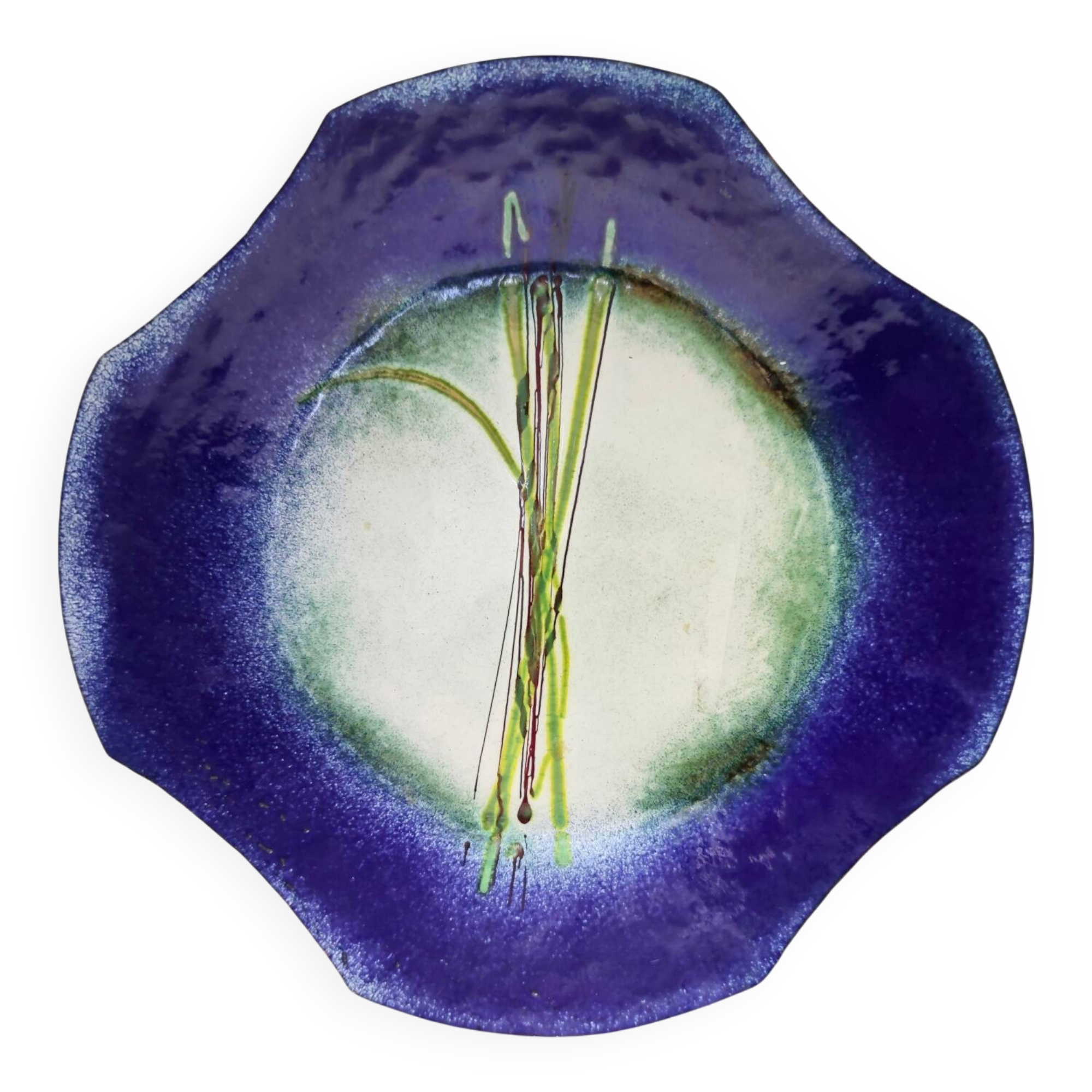 Blue, Green and White Copper Vide-Poche Attr. to Paolo De Poli