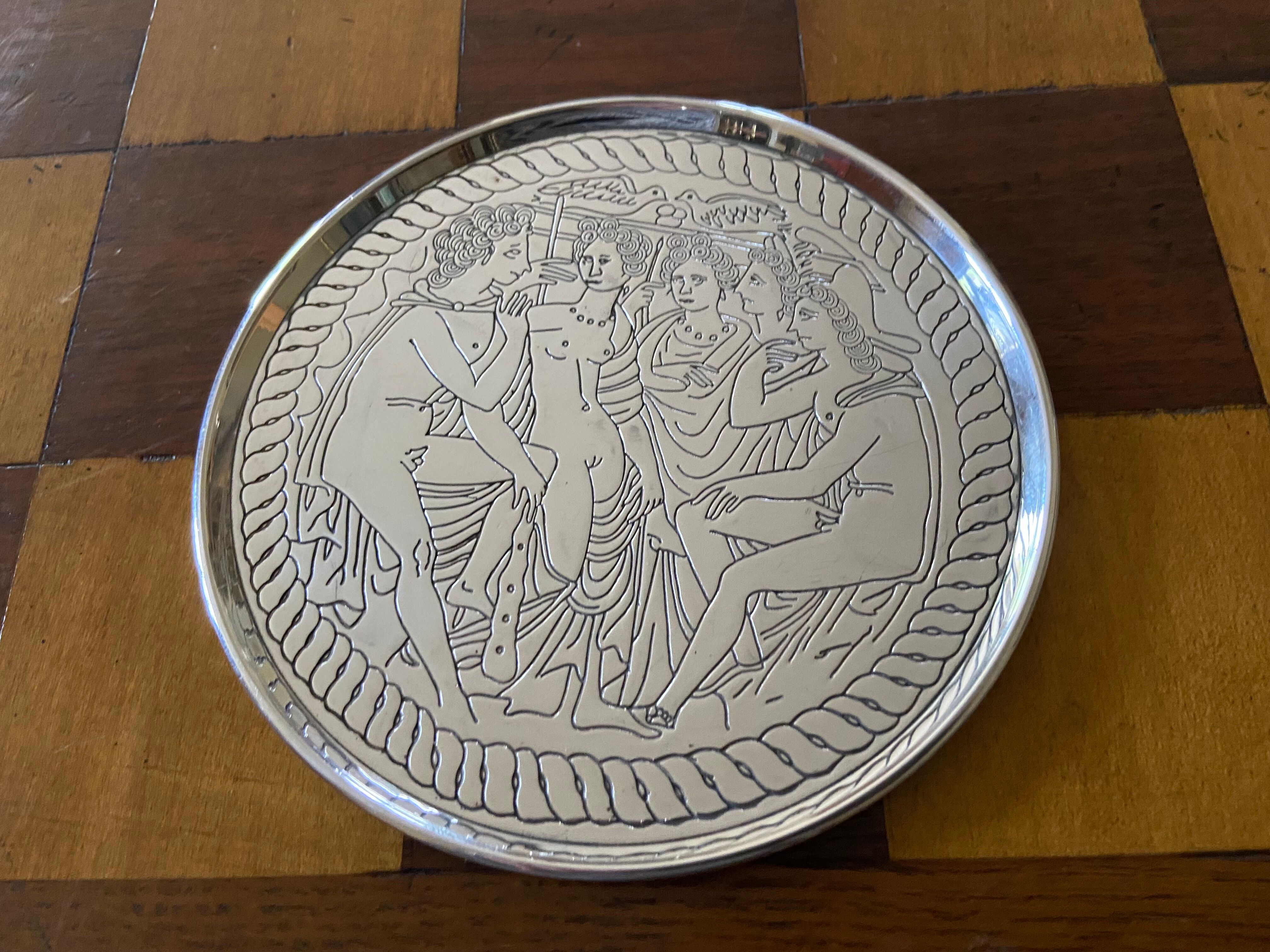 Carafe coaster "Les Bacchanales" Silver plated