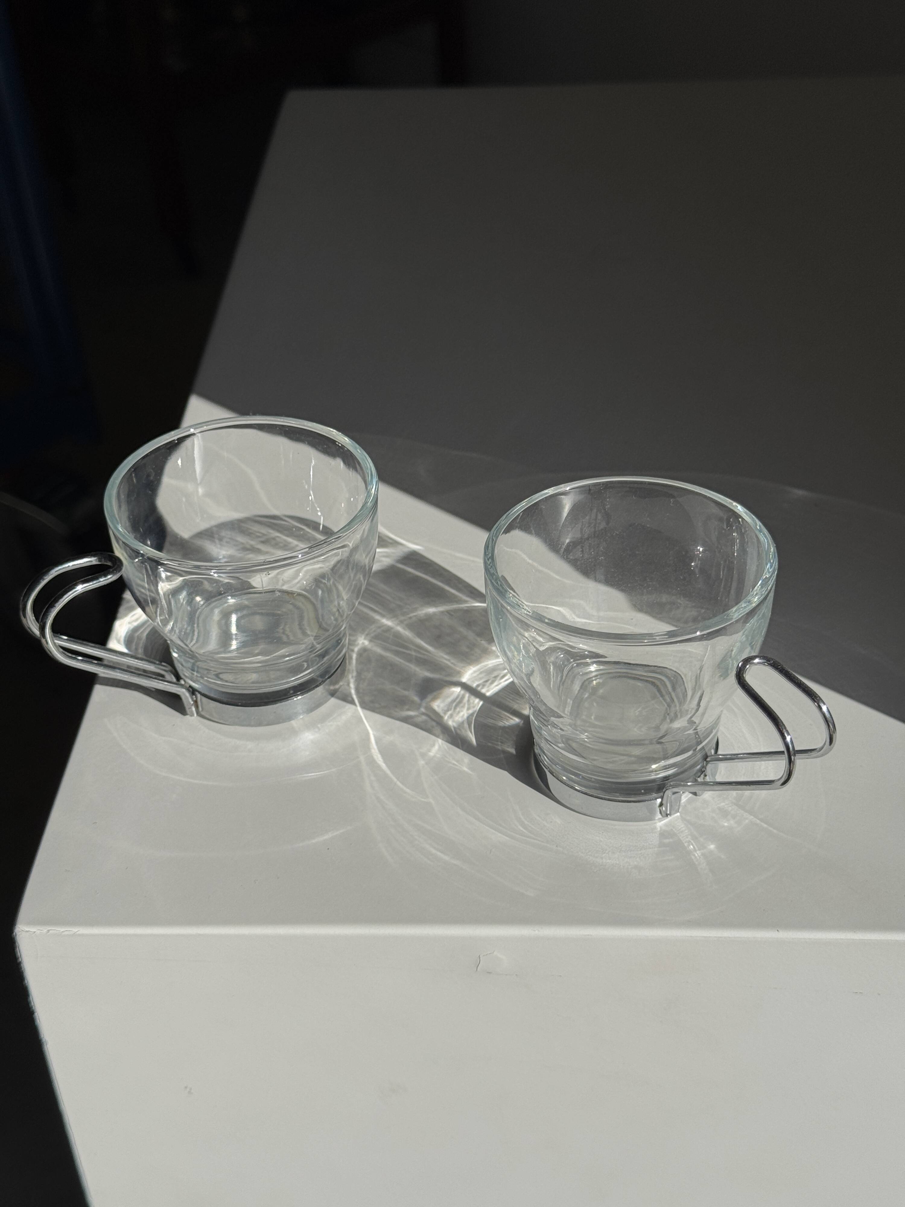 Set of 9 vintage Italian cups with metal handles.