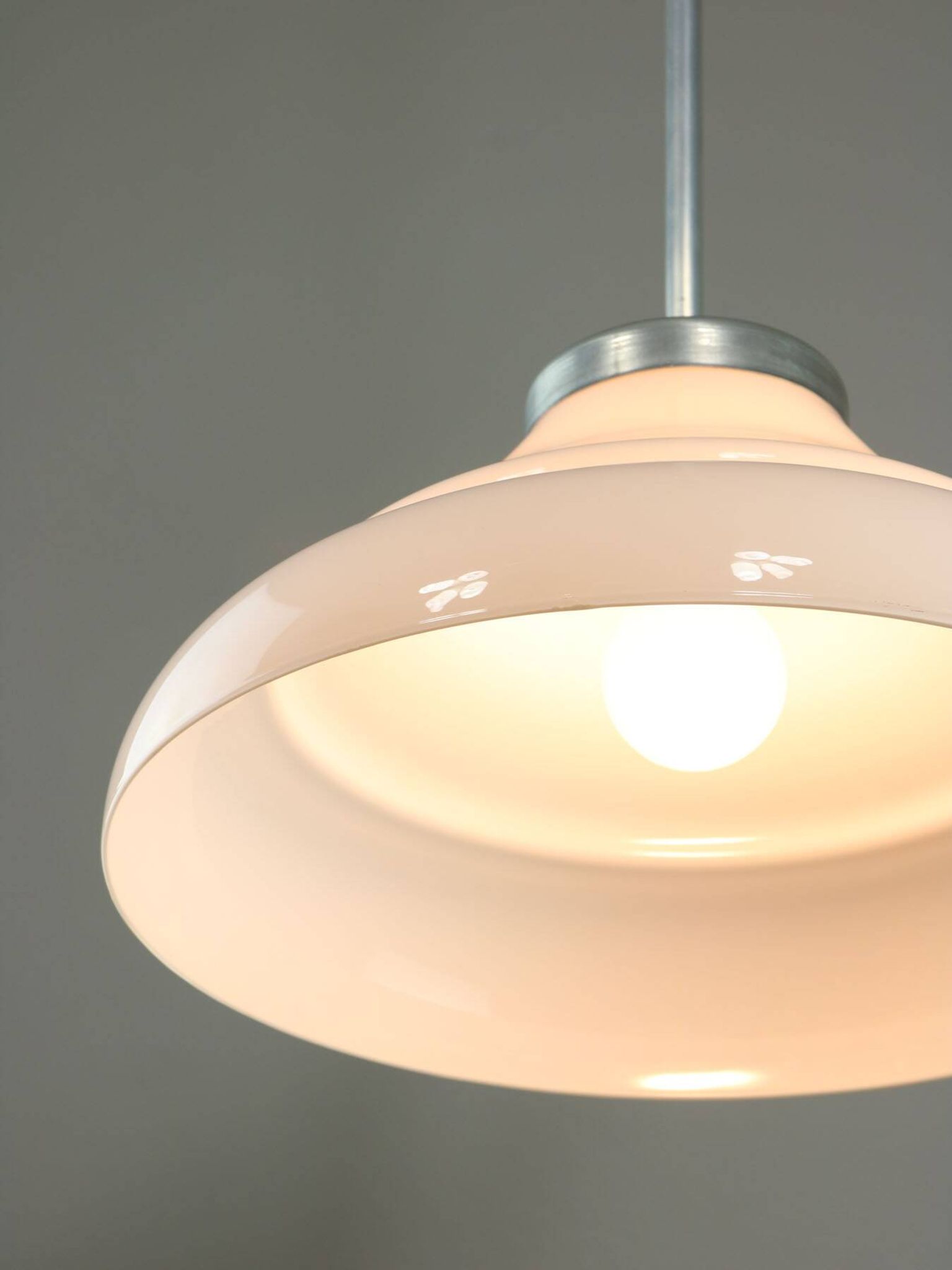 Mid-century Italian Aluminum and Glass Pendant Lamp