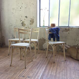 Set 4 white Baumann chairs