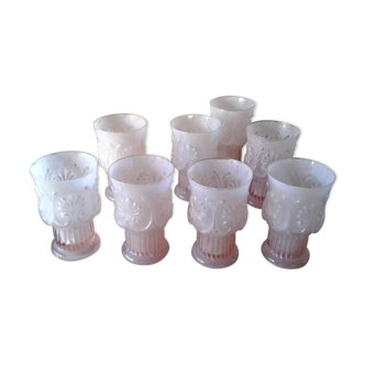 8 Nice pink glasses. Orangeade or cocktails .vintage.