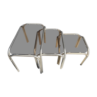ensemble de tables gigognes en verre fumé