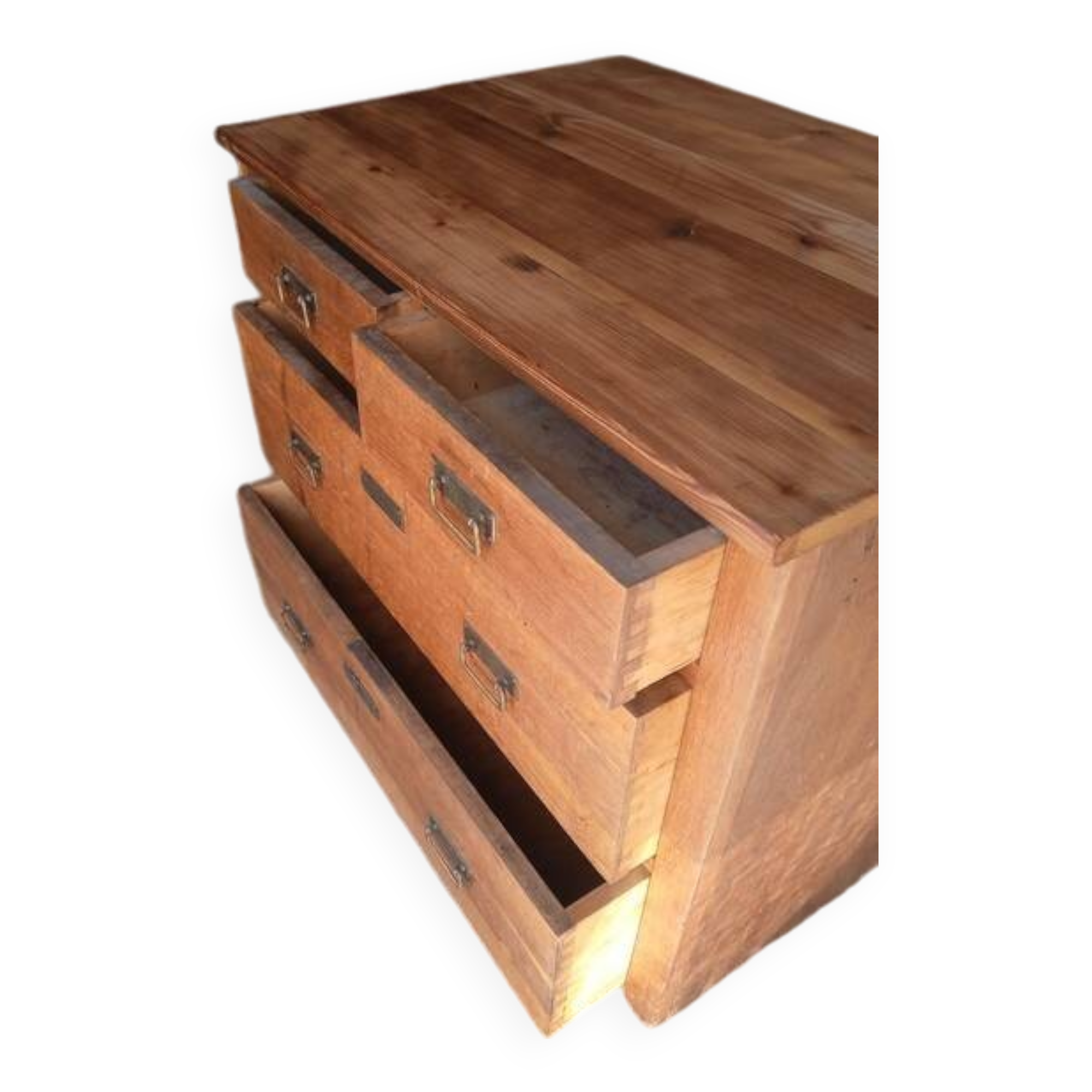 Commode en chêne brut et laiton, 1940