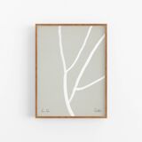 Botanical illustration white lines 50x70cm