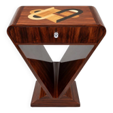 Table d’appoint Art Déco en bois de hêtre avec motif
