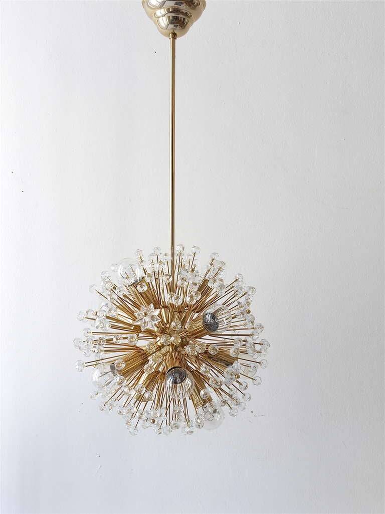 Emil Stejnar Lustre Sputnik Dandelion Gold Mid-Century, 1970s