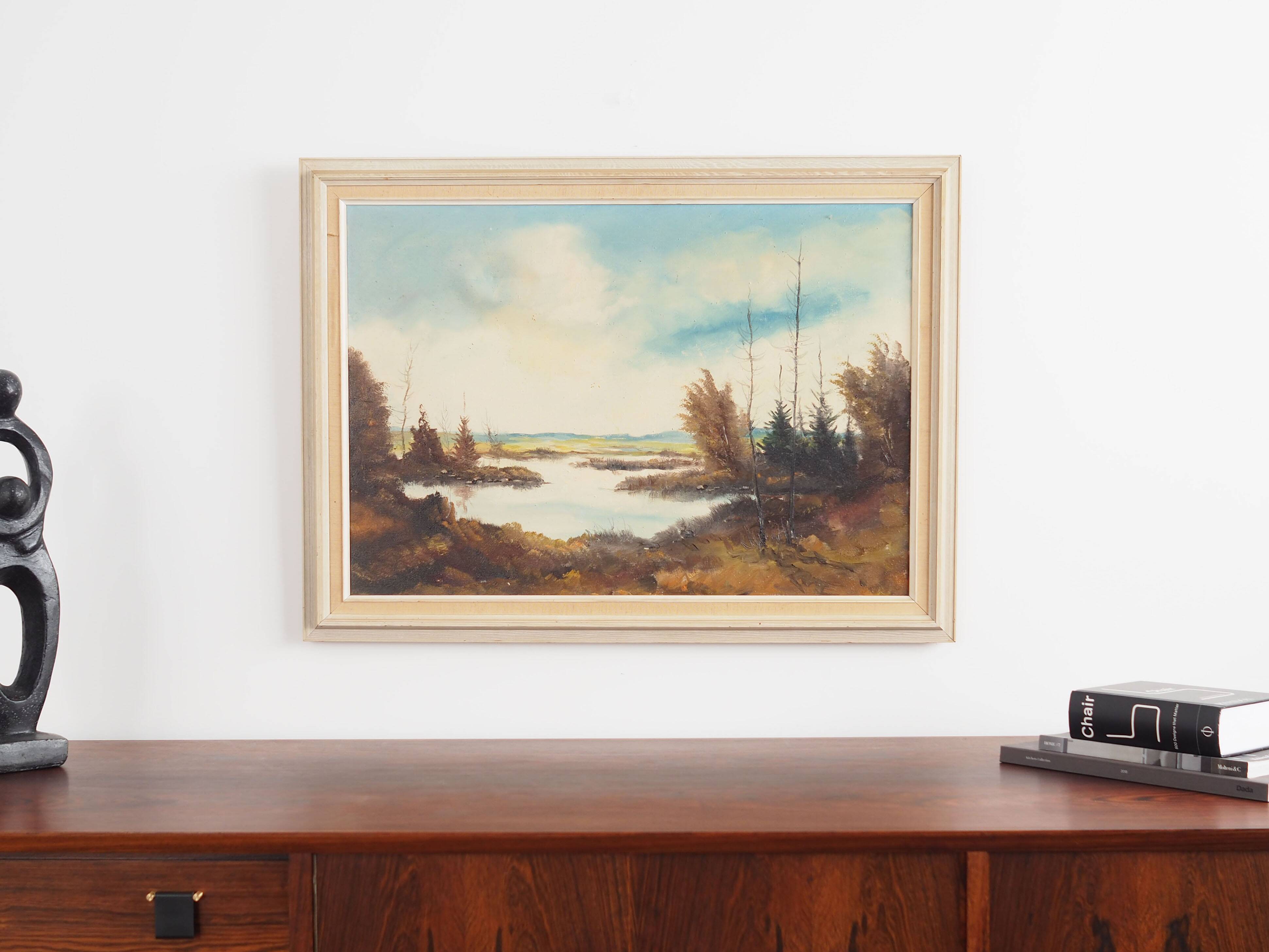 Painting „The Autumn Pond”, Scandinavian design, 1970s