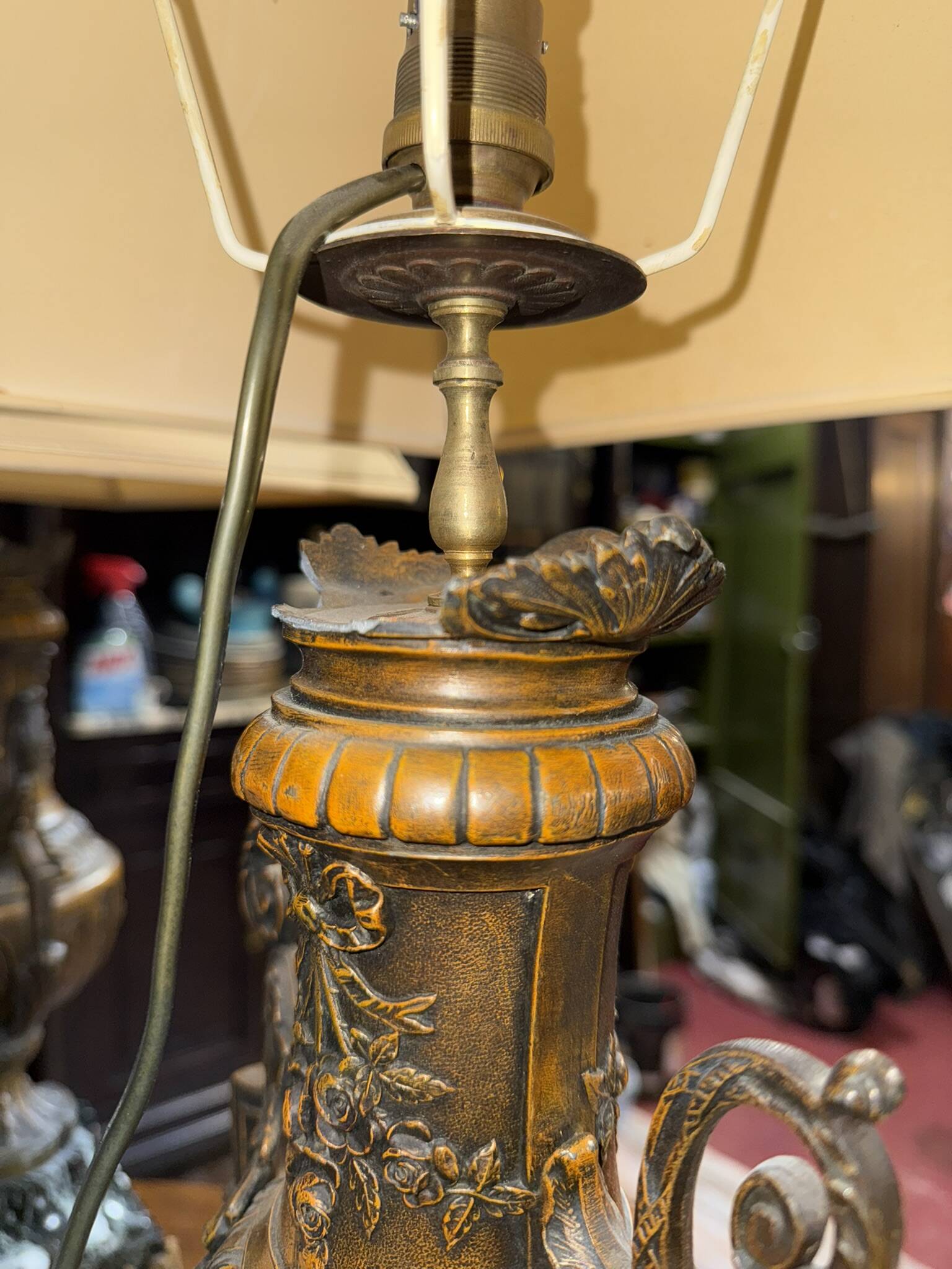 Pair of Napoleon III period lamps in patinated spelter, circa 1880