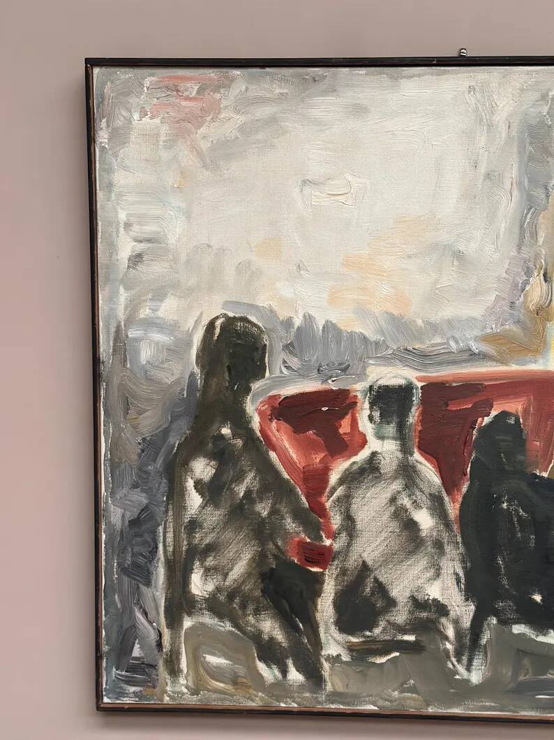 Original Danish Oil on Canvas“Figurative Composition” by Max Bilde