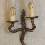 Elegant Vintage French Bronze Double Wall Sconces with Acanthus Leaf Detail 5111