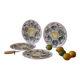 Set of 4 Belon earthenware oyster plates – 25 cm – yellow & green