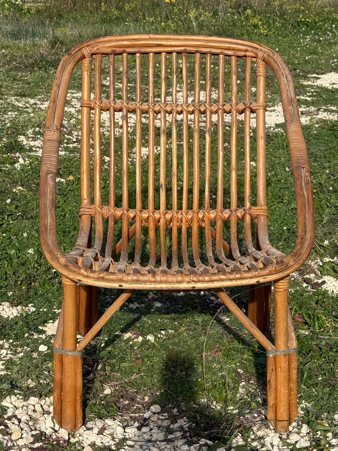 Set of 3 rattan armchairs from the 1960s, France.
