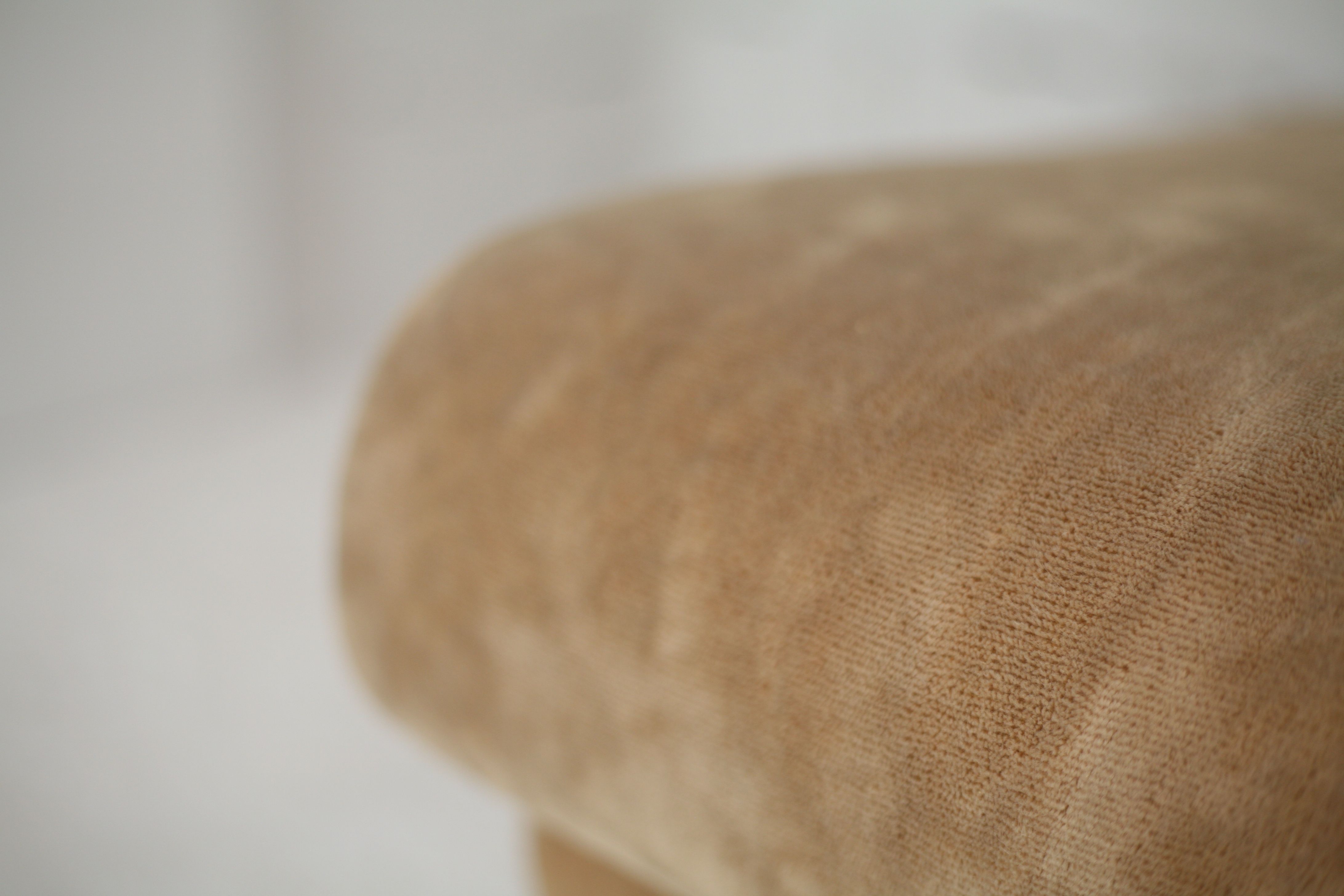 Pair of armchairs "Space Age", foam and velvet "honey", France, circa 1970