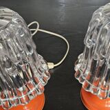 Pair of Vintage 70's Orange Mushroom Lamps