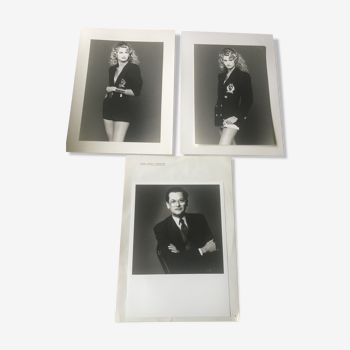 Lot de 3 photographies de mode de presse vintage originales Jean-Louis Scherrer, 1991