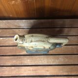 Old beige & green ceramic bottle + vintage handle