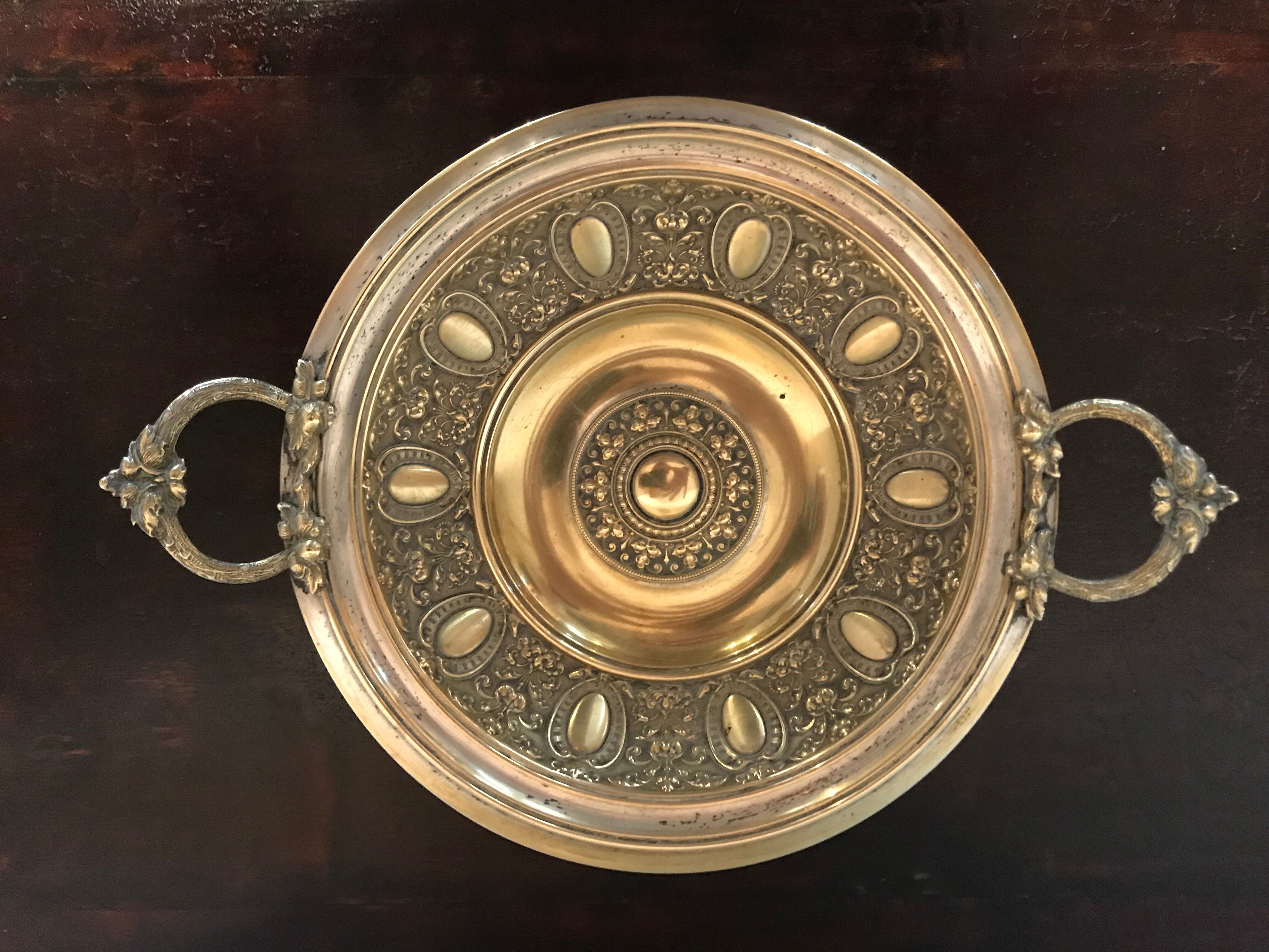 Center cut of table in tin and brass repelled from Napoleon III period