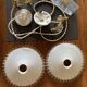 Pair of serrated opaline bistro pendant lamps