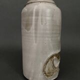 Vase signed in glazed earthenware ceramic 1960 gray background