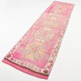 Soft Pink Turkish Vintage Runner Rug, 93x335Cm