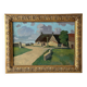 Large oil on panel of a Breton landscape 1950, antique painting signed.