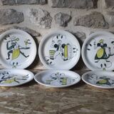 Set of 6 ceramic plates Stavangerflint Norway