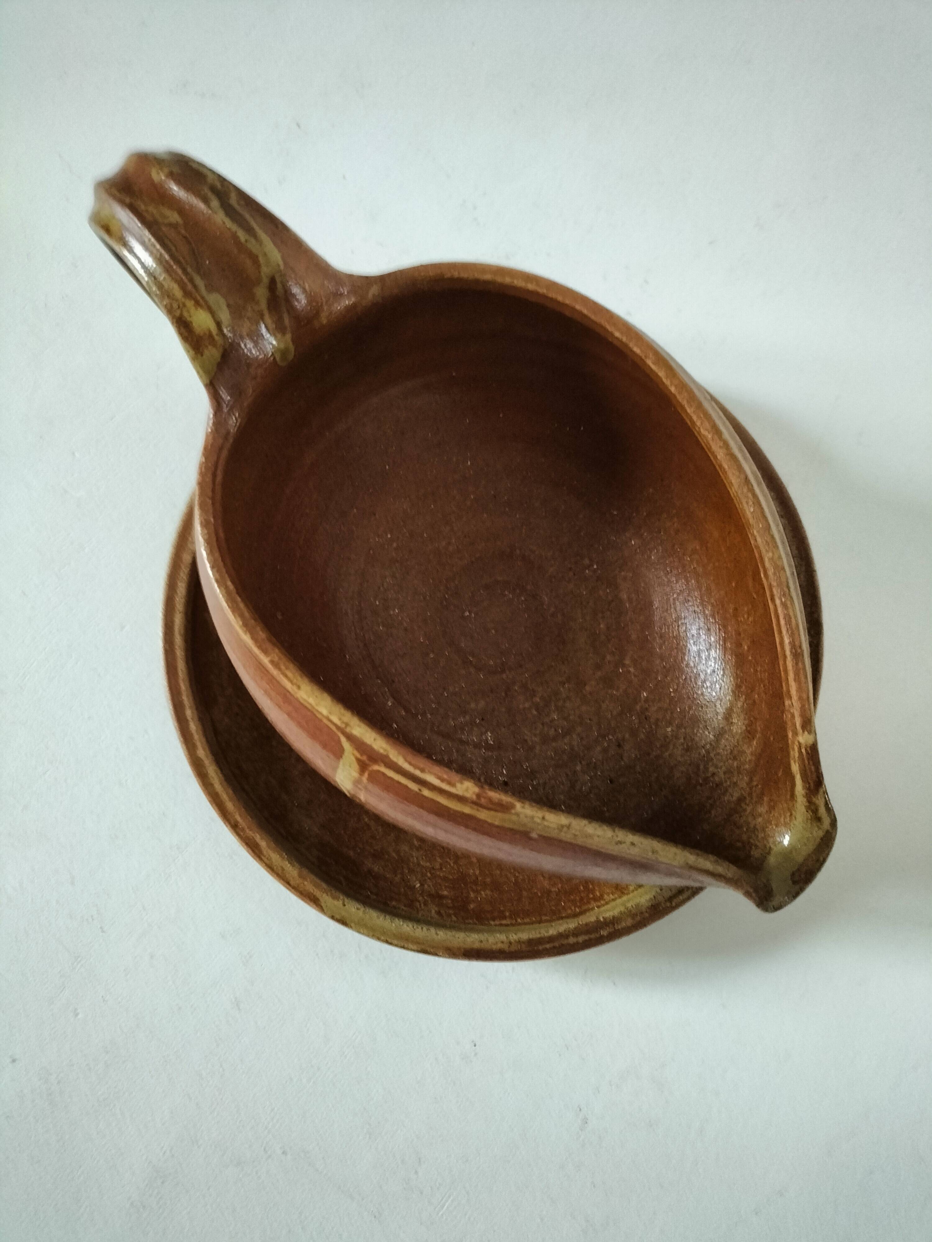 Handcrafted stoneware gravy boat