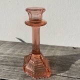 Bougeoir Rosaline verre rose art déco
