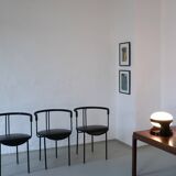 4 postmodern black leather armchairs from Cidue, Italy, 1990s