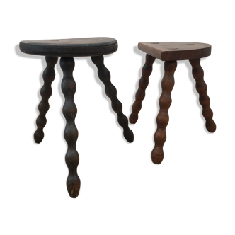 Pair of brutalist tripod stools