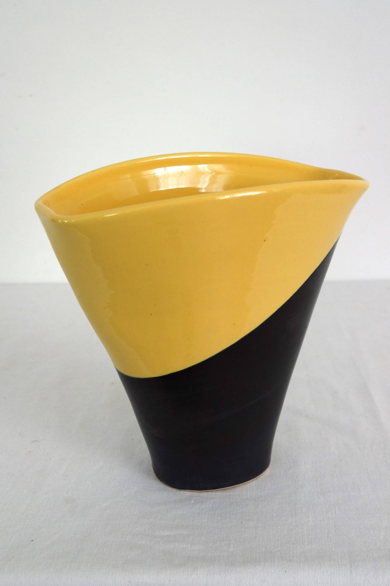 Two-tone Elchinger ceramic vase from the 1960s