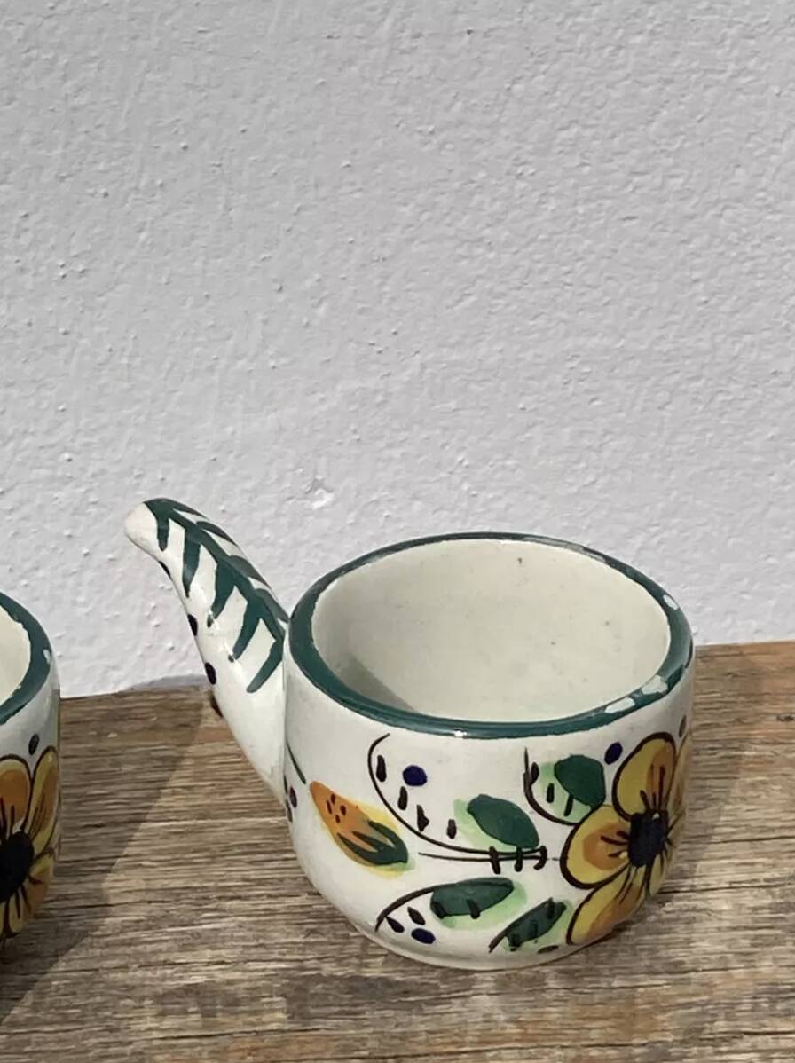 Vintage Breton floral coffee cups