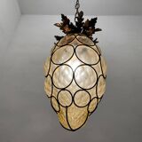 Wrought Iron Murano Glass Light Pendant 1950’s