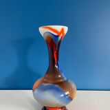 Vase opaline bleu et orange