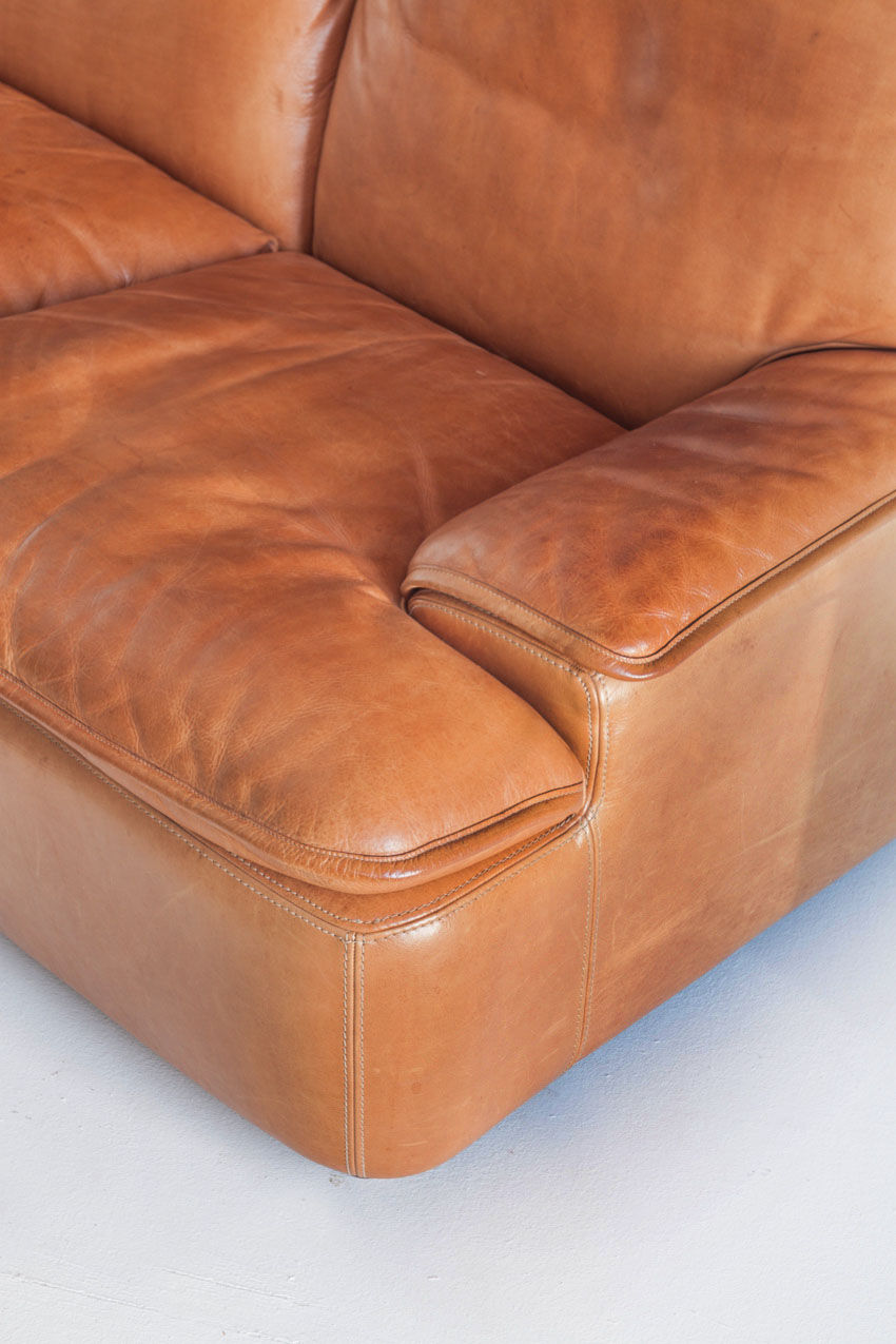 Vintage leather sofa. Belgium, 1970s