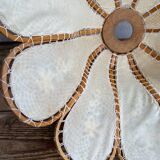 Hanging flower in wood, fabric and hook