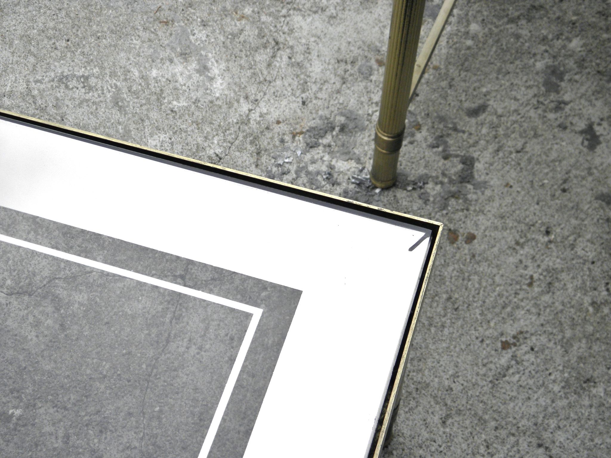 Brass, gold metal and 70s mirror glass tables
