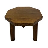 Tables d'appoint hexagonales brutalistes en chêne, années 1950, lot de 3